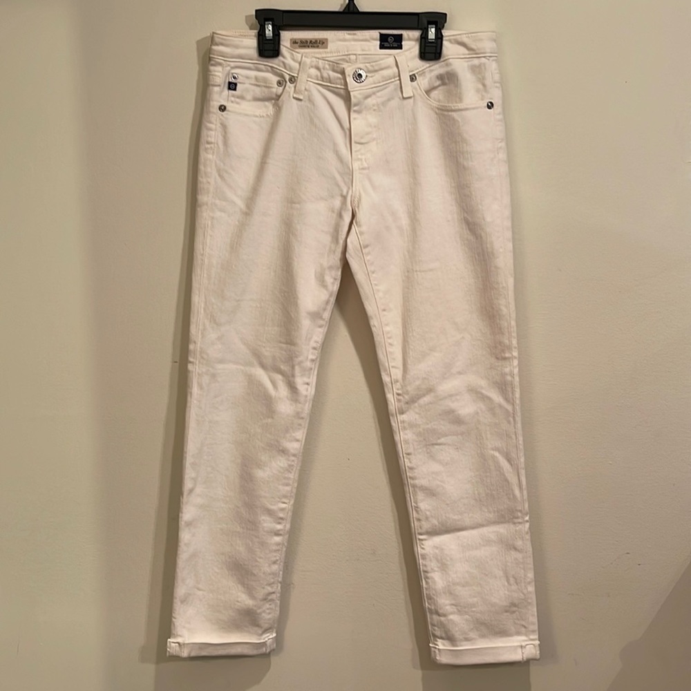 AG Adriano Goldschmied white The Stilt Roll Up Jeans